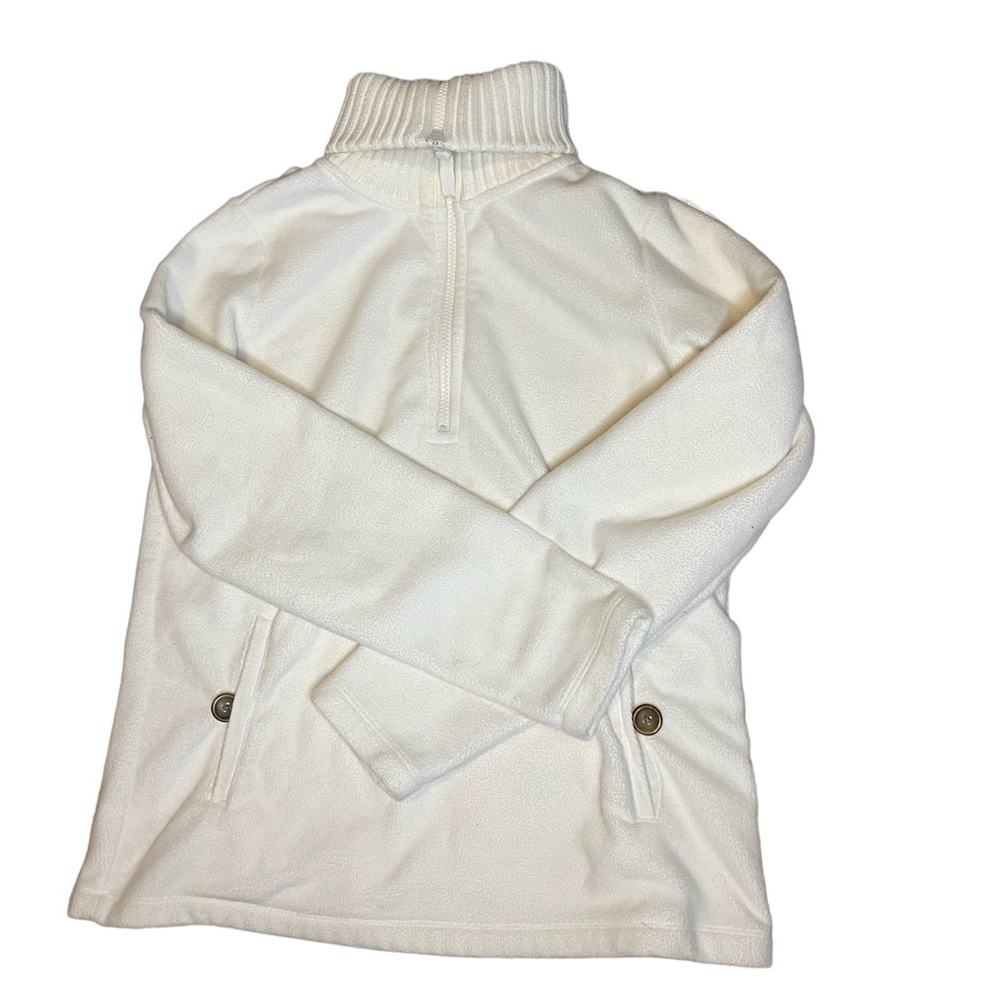 LandsEnd| Lands End Quarter Zip White Turtleneck Sweater